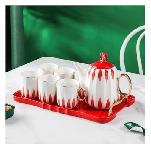 8 Piece Ceramic Tea Set with Tray