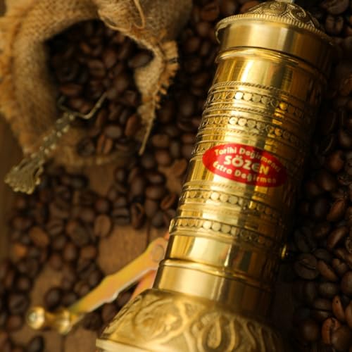Sozen 7.6" Hammered Manual Coffee Grinder Brass
