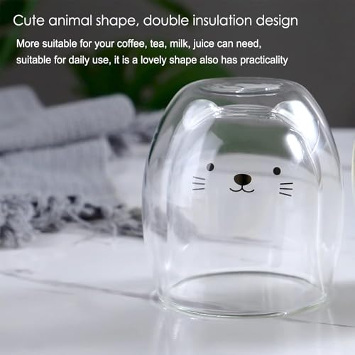Cat Mug Cute Mugs Glass Double Wall Insulated Glass Espresso Cup