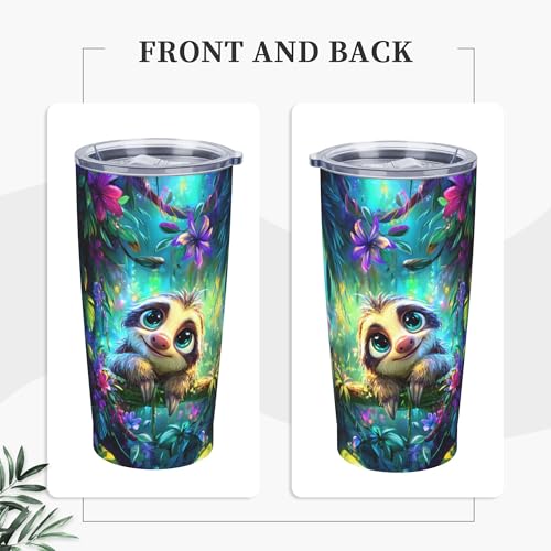 Sloth Tumbler with Lid and Straw 20oz Coffee Tumblers Leakproof Stainless Steel Travel Mug Vacuum Insulated Cup for Iced and Hot (20 Count)