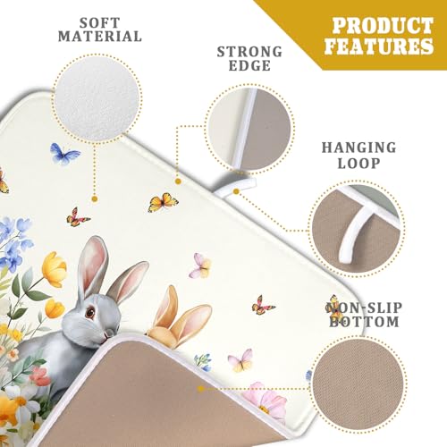 Spring Easter Rabbit Dish Drying Mat for Kitchen Counter
