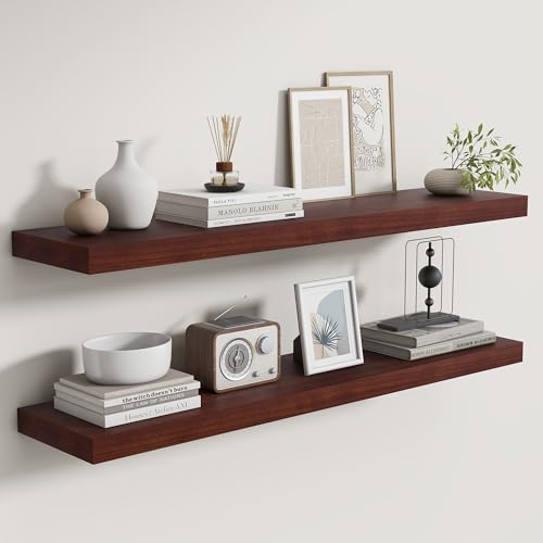 Rustic Real Wood Floating Shelves (2 Count)