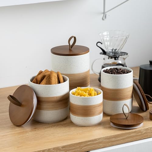 Coffee Container with Airtight Lid Ceramic Kitchen Food Storage Jar