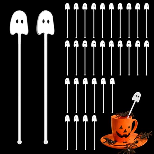 30 Pcs Halloween Swizzle Sticks Cocktail Ghost Fall Stirrers