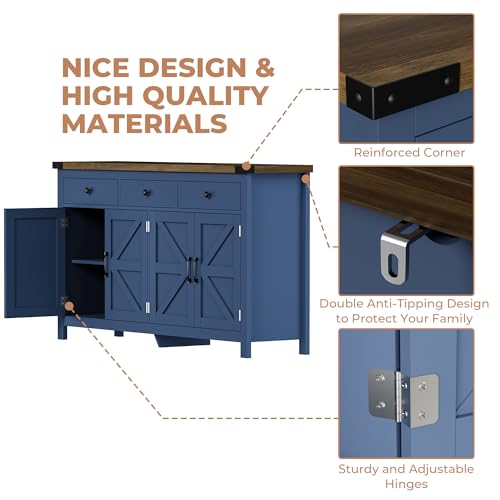 63" Sideboard Buffet Cabinet with Storage