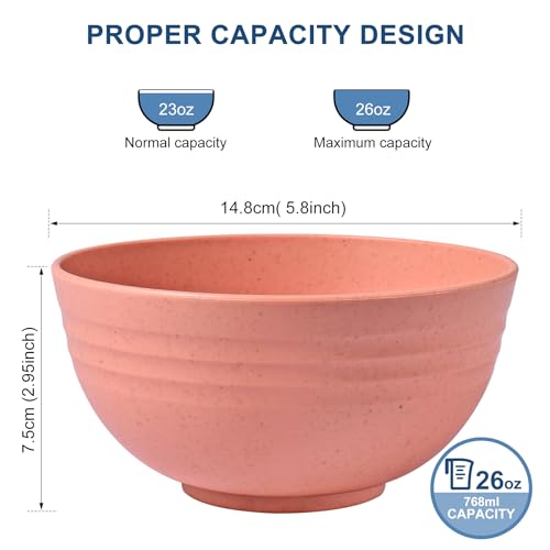 12 PACK BPA Free Unbreakable Plastic Cereal Bowls (26 Count)