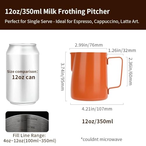 12oz Milk Frothing Pitcher Stainless Steel Espresso Steaming Jug