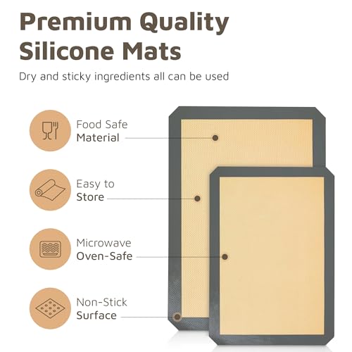 4 Pack Silicone Baking Mat Nonstick 2 Half and 2 Quarter Size (4 Count)
