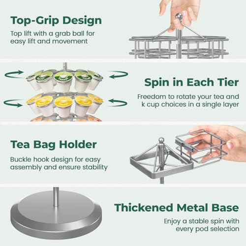 K Cup Holder Coffee Pod Organizer Carousel for Countertop