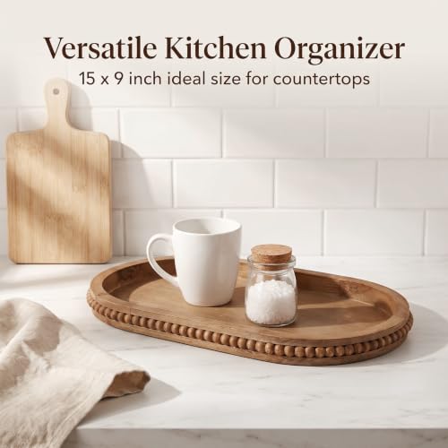 Brown Oval Wood Decorative Tray
