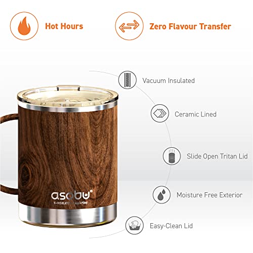 Ultimate Stainless Steel Ceramic Inner Coating Coffee Mug with Double Walled Copper Lining Insulation