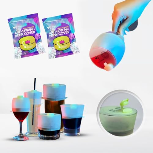 Drink Cover for Cups and Glasses. Multi Use Silicone Anti Spiking Drink Cover Protector With Lift Lock Sip System. Prevent Spiking. No Spill. Reusable and Straw Compatibility