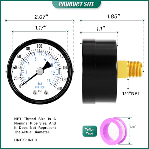 0 200psi Well Pump Pressure Gauge 1
