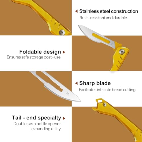 2pcs Folding Bread Lame Dough Scoring Tool with 40 Razor Blades