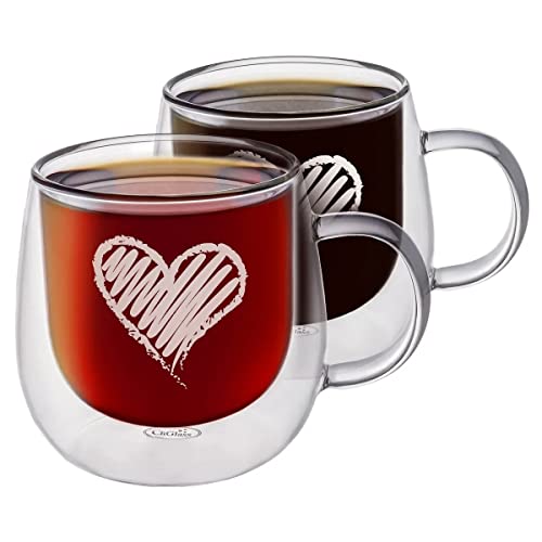 Double Walled Glass Coffee Mugs 10oz (2 Count)