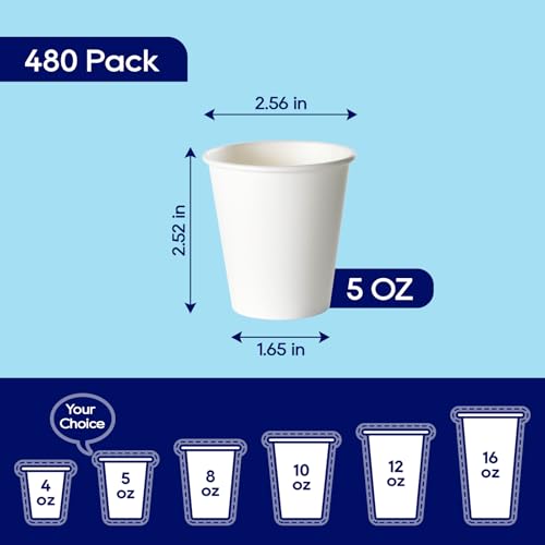 480 Pack 5 oz Disposable Paper Coffee Cups
