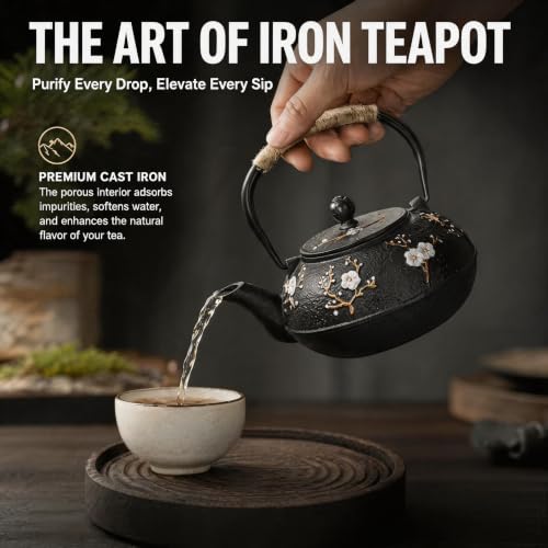27oz Small Cast Iron Tea Pot for Stovetop