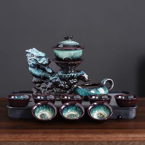 Ceramic Teapot with Infuser Semi Automatic Tea Set Magic Teapot with 8 cups Gradient Color