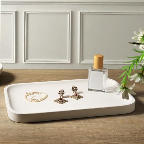 Marble Tray 12"x8" Natural Stone Vanity Tray for Countertop Bathroom Kitchen Dresser