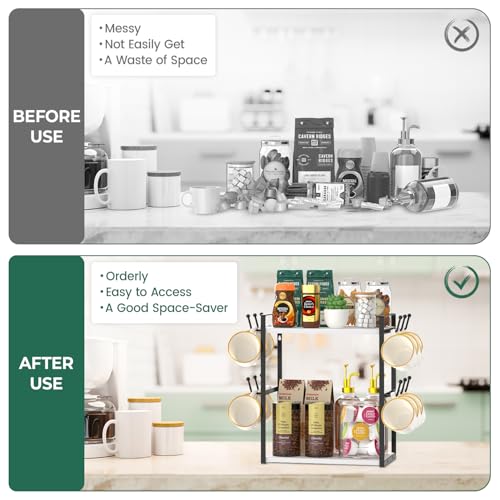 Coffee Station Bar Organizer Mug Holder Stand Countertop