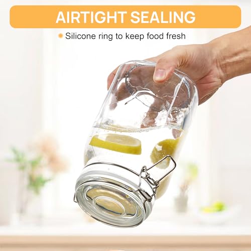 50oz Glass Food Storage Jars with Airtight Clamp Lids (3 Count)