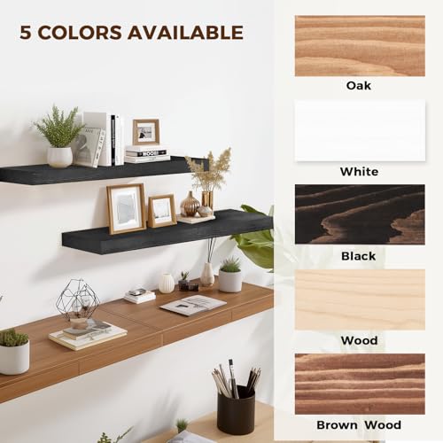 Solid Wood Floating Shelves (2 Count)