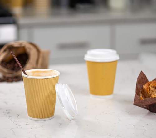12 oz. 100 Count Insulated Kraft Ripple Paper Hot Cups