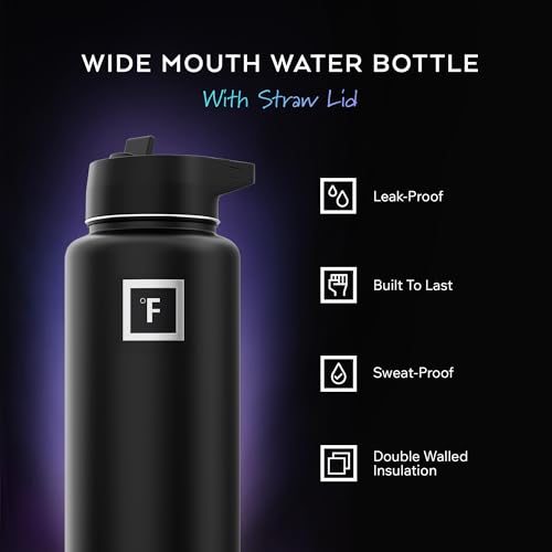 32 oz Wide Mouth Water Bottle with Straw