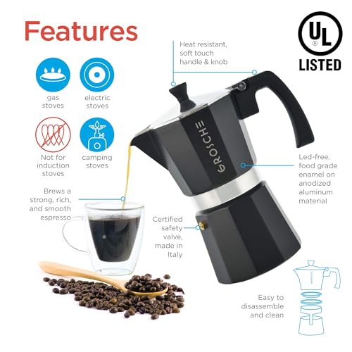 Milano Stovetop Espresso Maker Moka Pot 6 espresso Cup