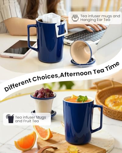 15 OZ Porcelain Tea Infuser Cup with Lid