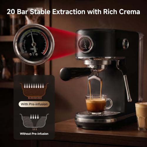 H10B Programmable Espresso Machine with LED Display & Pressure Gauge