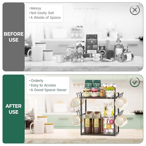 Coffee Station Bar Organizer Mug Holder Stand Countertop