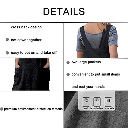 Pinafore Cross Back Apron for Women with Pockets
