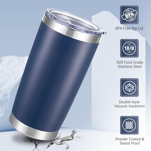 20 oz Tumblers Bulk Stainless Steel Tumbler with Lid Double Wall Vacuum Insulated Coffee Mug 20oz Powder Coated Cup for Hot and Cold Drinks (6 Count)