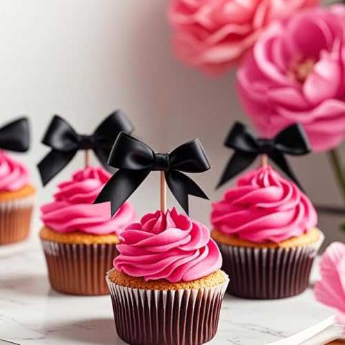 24Pcs Bow Cupcake Toppers (24 Count)