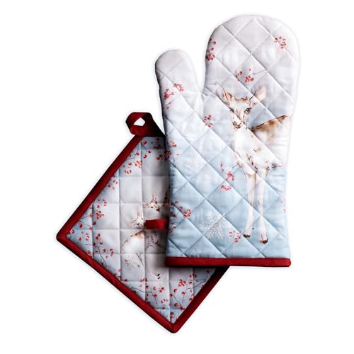 100% Cotton Oven Mitt & Pot Holder Set