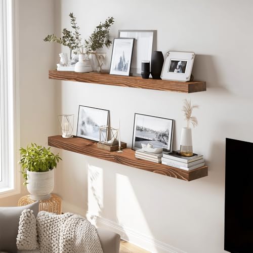 Solid Wood Floating Shelves (2 Count)