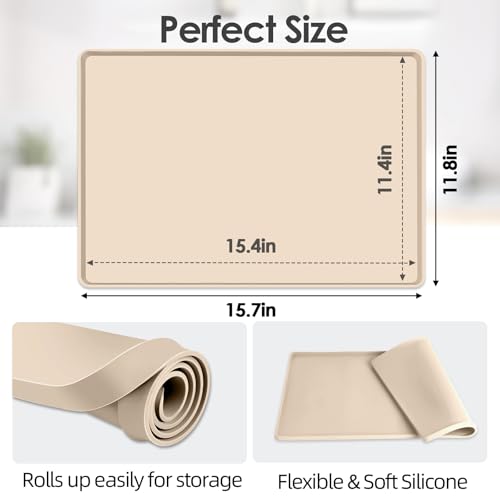 Silicone Coffee Maker Mat with Lip for Countertops