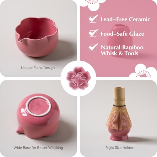 Matcha Set 8Pcs Floral Ceramic Matcha Kit with Matcha Whisk