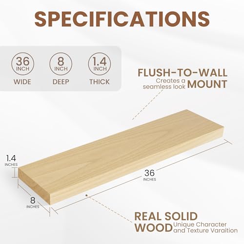 Rustic Real Wood Floating Shelves (2 Count)