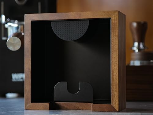 Walnut Espresso Knock Box Dump Bin for Coffee Grounds Disposal