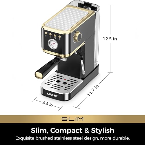 Slim Espresso Machine with Milk Frother for Home Latte