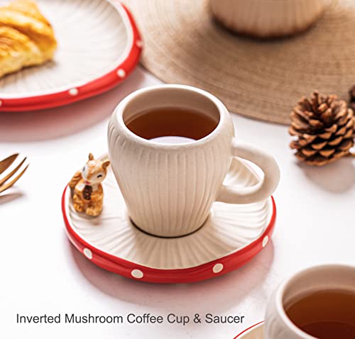 Cute Mushroom Mug with Saucer