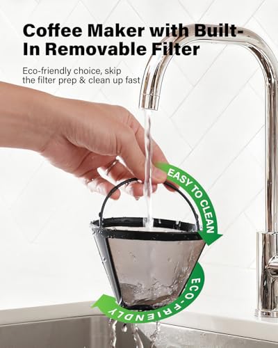 8 Cup Drip Coffee Maker with Reusable Filter and Glass Coffee Pot