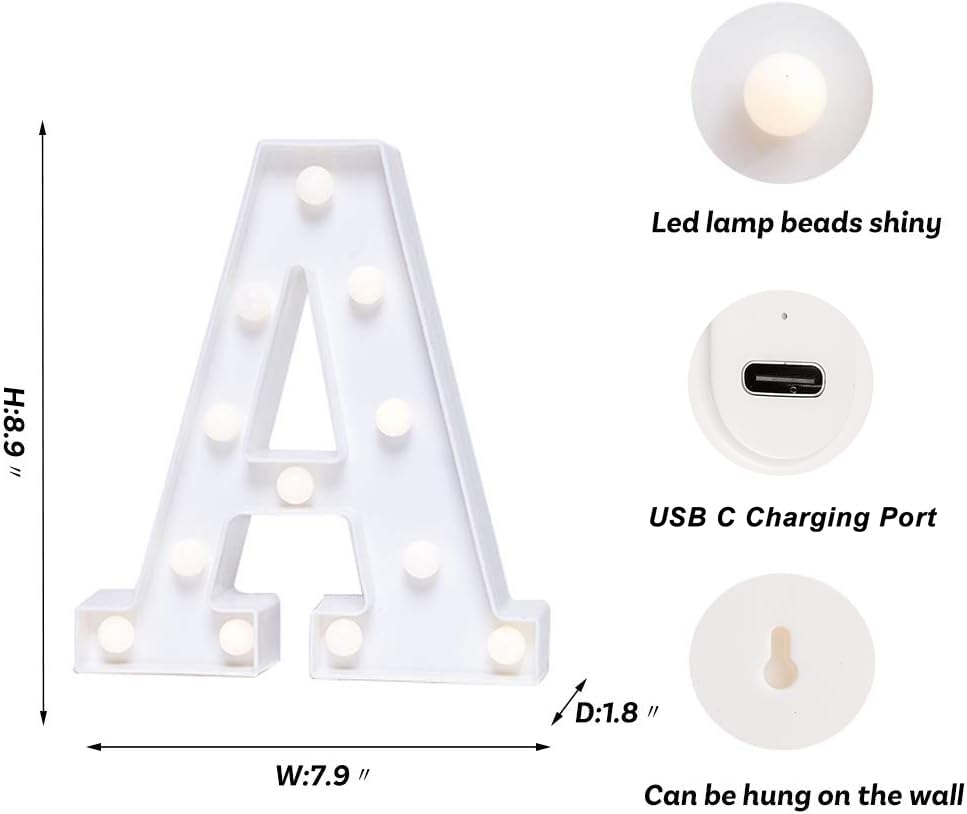 Rechargeable LED Letter Lights Sign Marquee Light Up Letters Sign for Night Light Wedding