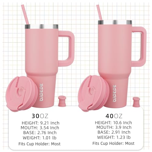30 oz Insulated Tumbler with Handle & Straw