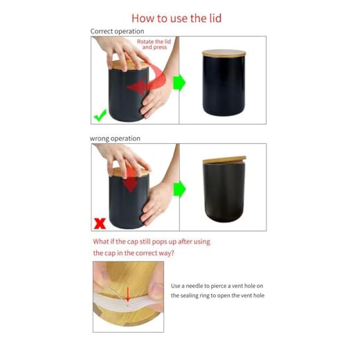 Ceramic Food Storage Jar Canister Modern Design Food Canisters with Airtight Seal Bamboo Lid