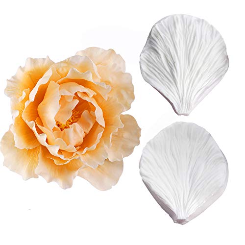 5pcs Stainless Steel Peony Cutter 2pcs Fondant Silicone Mold Gumpaste Peony Sugarcraft Flower Veining Mold Veiner Petal Making Tool