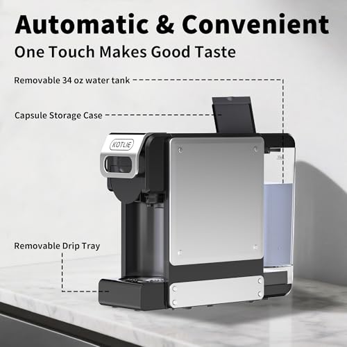 4-in-1 Espresso Capsule Coffee Machine, Single Serve Coffee Maker for K*cup/Nes/DG/Ground Coffee, 19Bar, 1L,ST-550(silver)