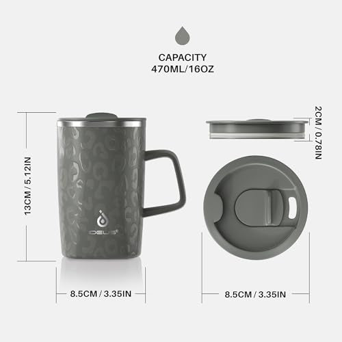 16 oz Insulated Coffee Mug with Lid and Handle